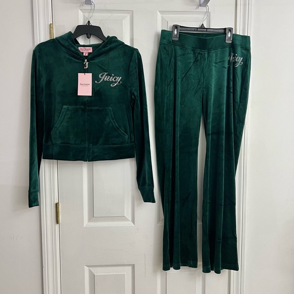 Juicy Couture Velour Bling Tracksuit Pine Green Size M NEW - Picture 6 of 8